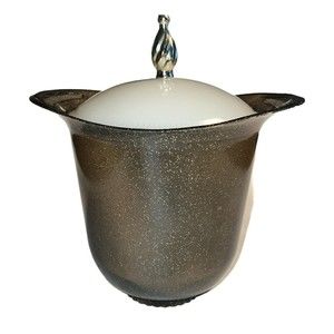 Vintage MCM Hollywood Regency Style Ice Bucket Lucite Gold Glitter